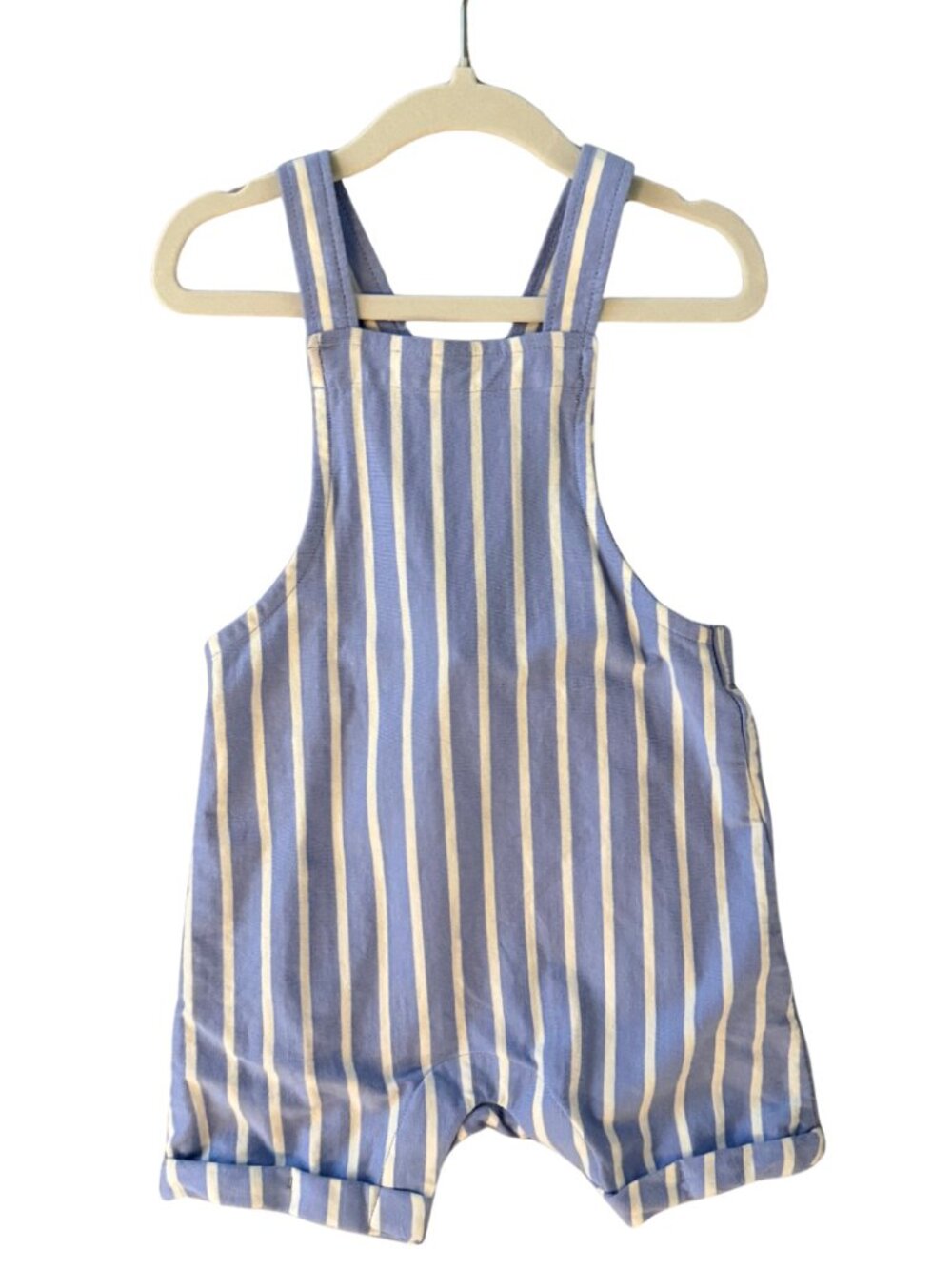 NWOT Hanna Andersson 2T Blue White Striped Shortall Romper Overalls 85cm